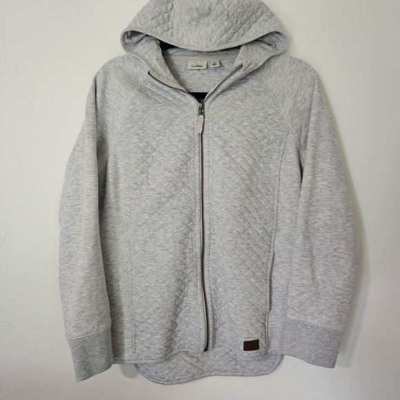 L.L. Bean Jackets & Blazers - LL Bean Jacket Sweater S Grey Quilted Knit Full Zip Pockets Casual Layering Cozy